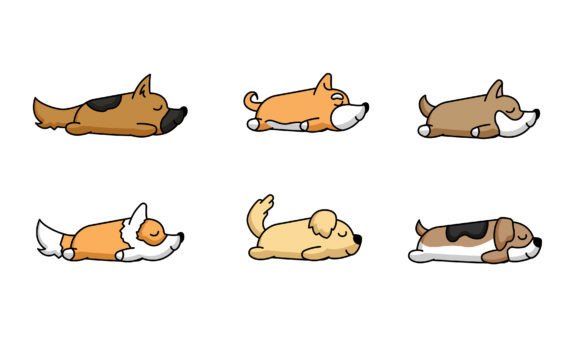 Cute Sleeping Dog Illustration Bundle