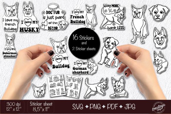 Dog Sticker, Dog Head Stickers, Planner
