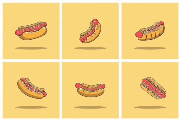 Hot Dog Vector Set Illustration